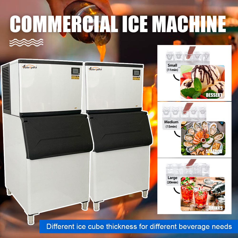 500Lbs/24H Commercial Ice Maker Split Ice Cube Machine Cafe 440Lbs Storage 220V