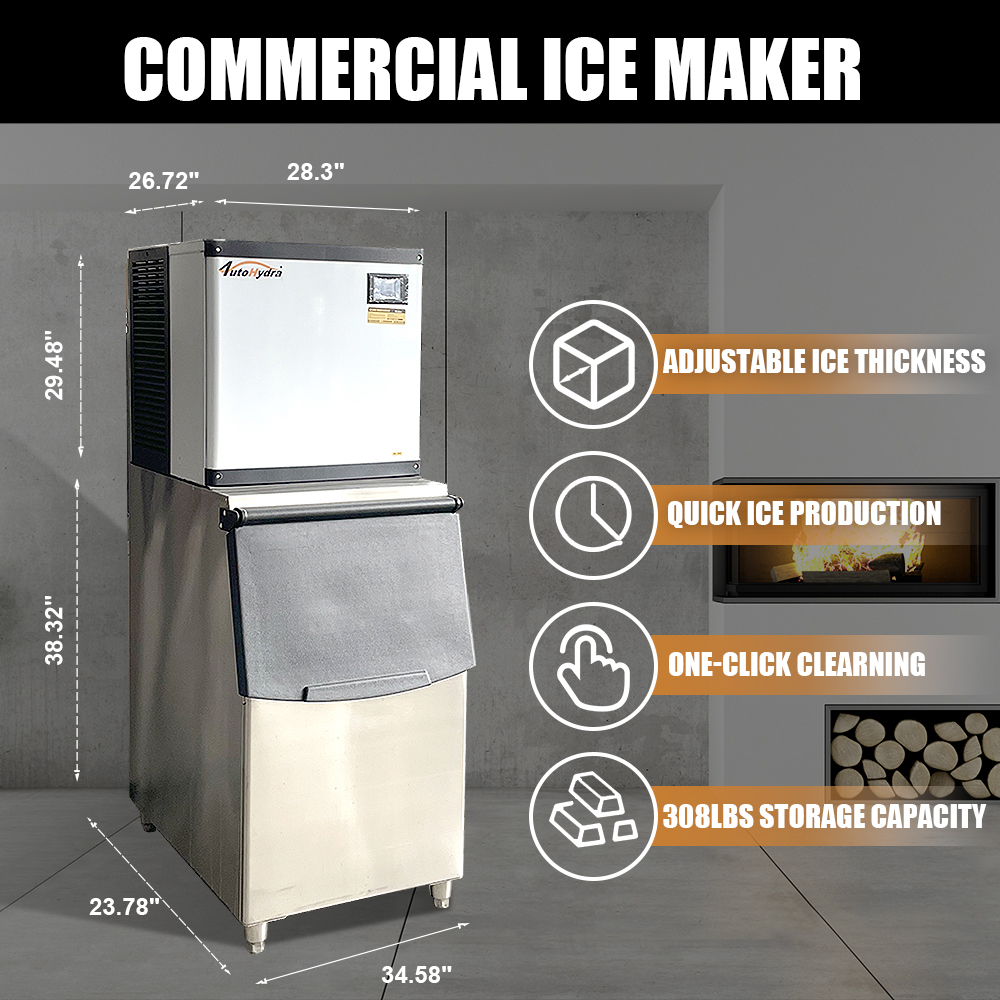 Quality 110V 350LBS Commercial Ice Maker Split Freestand Ice Cube Machine 156PCS